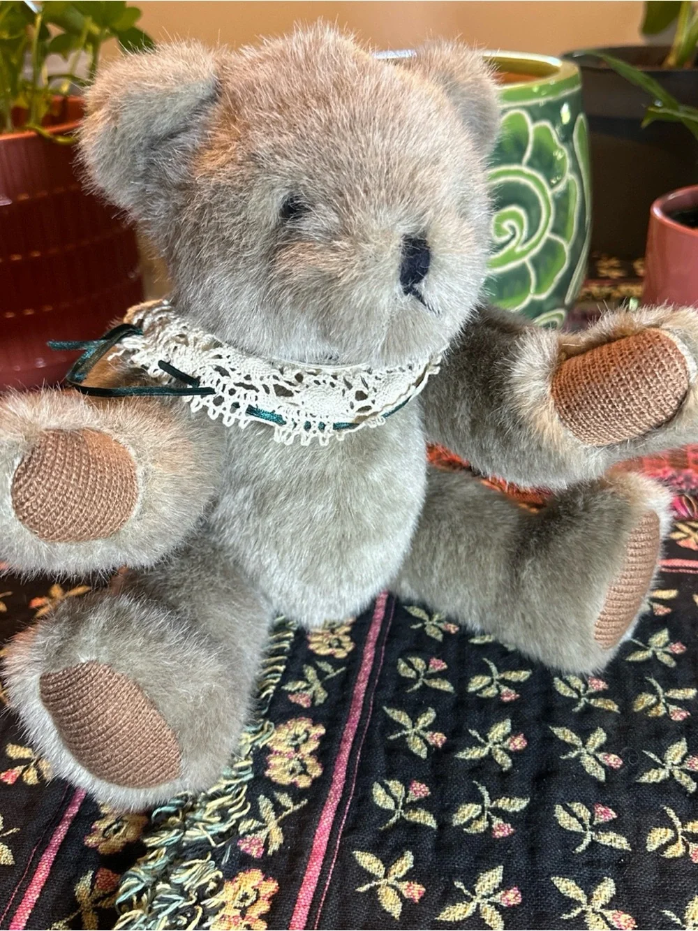 Vintage Teddy Bear Company Jointed Plush Rare Excellent Condition Lace Colar